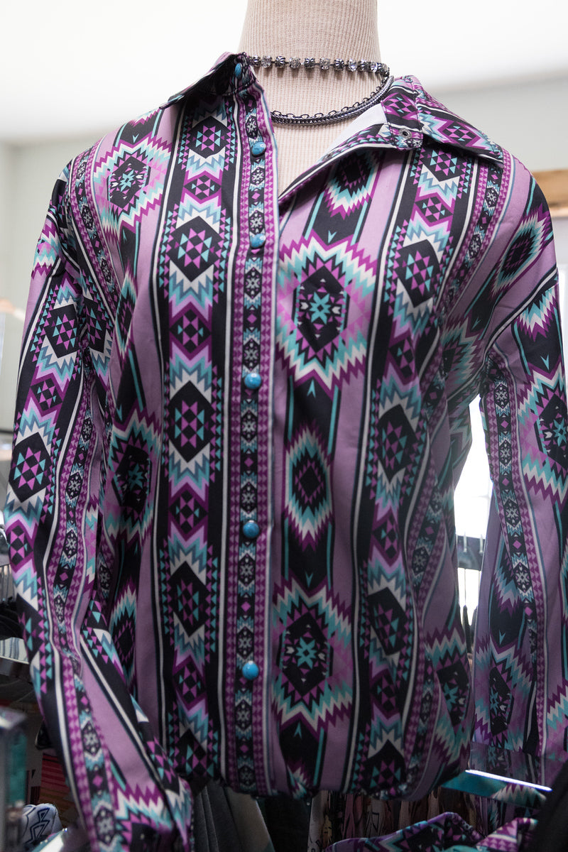 Punch of Lavender Women's Button Up Top