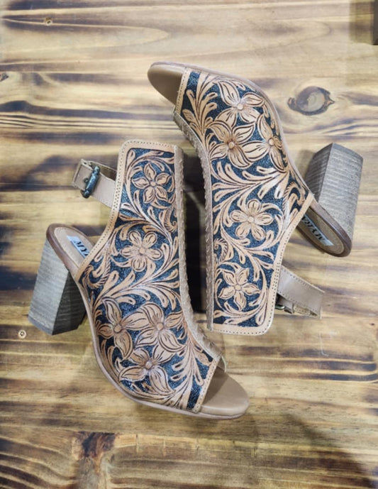 Black and brown tooled leather heels from ShopSageCreek.com