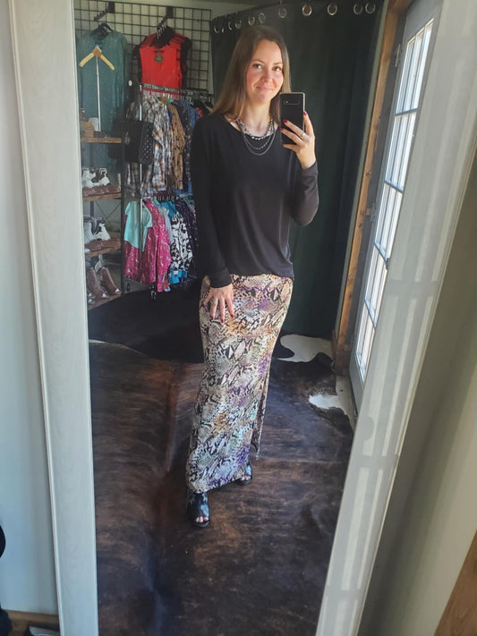 Multi-Colored Snake Print Skirt