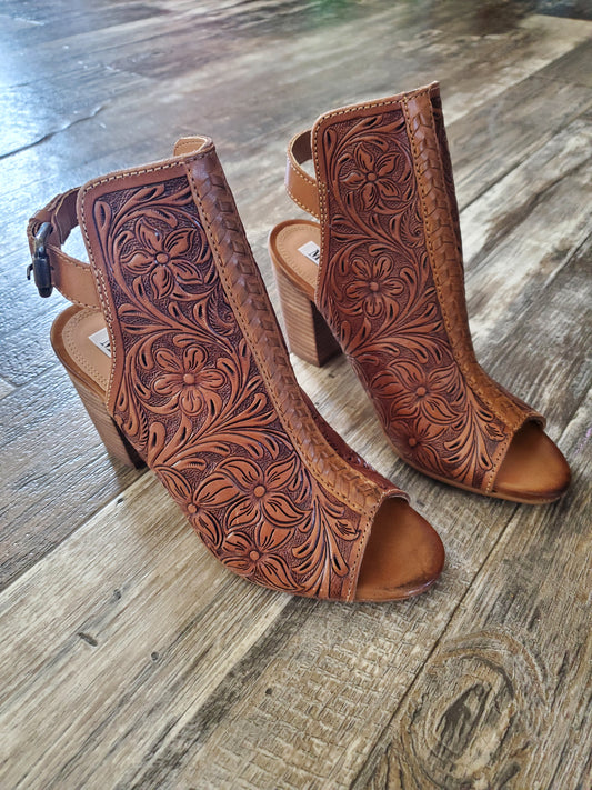 Myra hand tooled leather heels