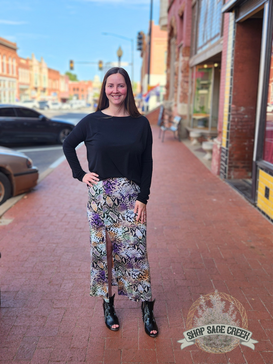 Multi-Colored Snake Print Skirt