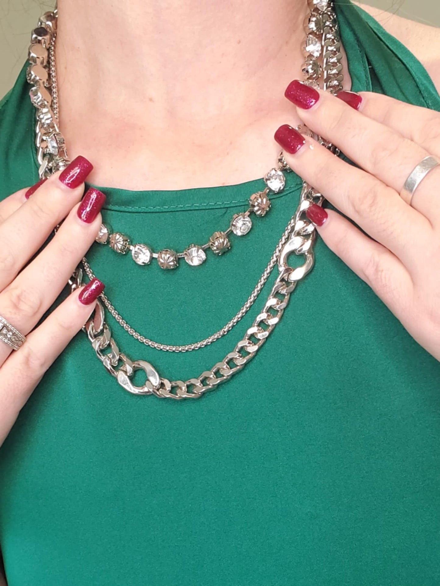 3 strand silver necklace