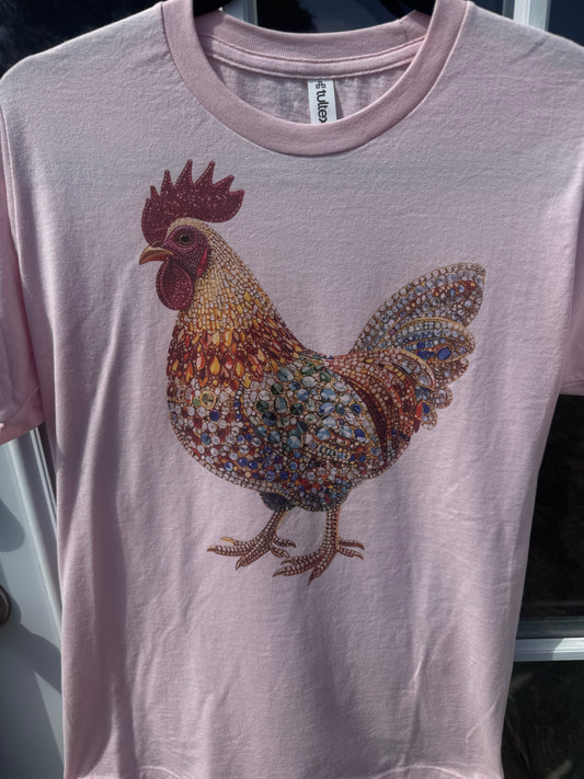 Rhinestone Chicken Adult Tshirt