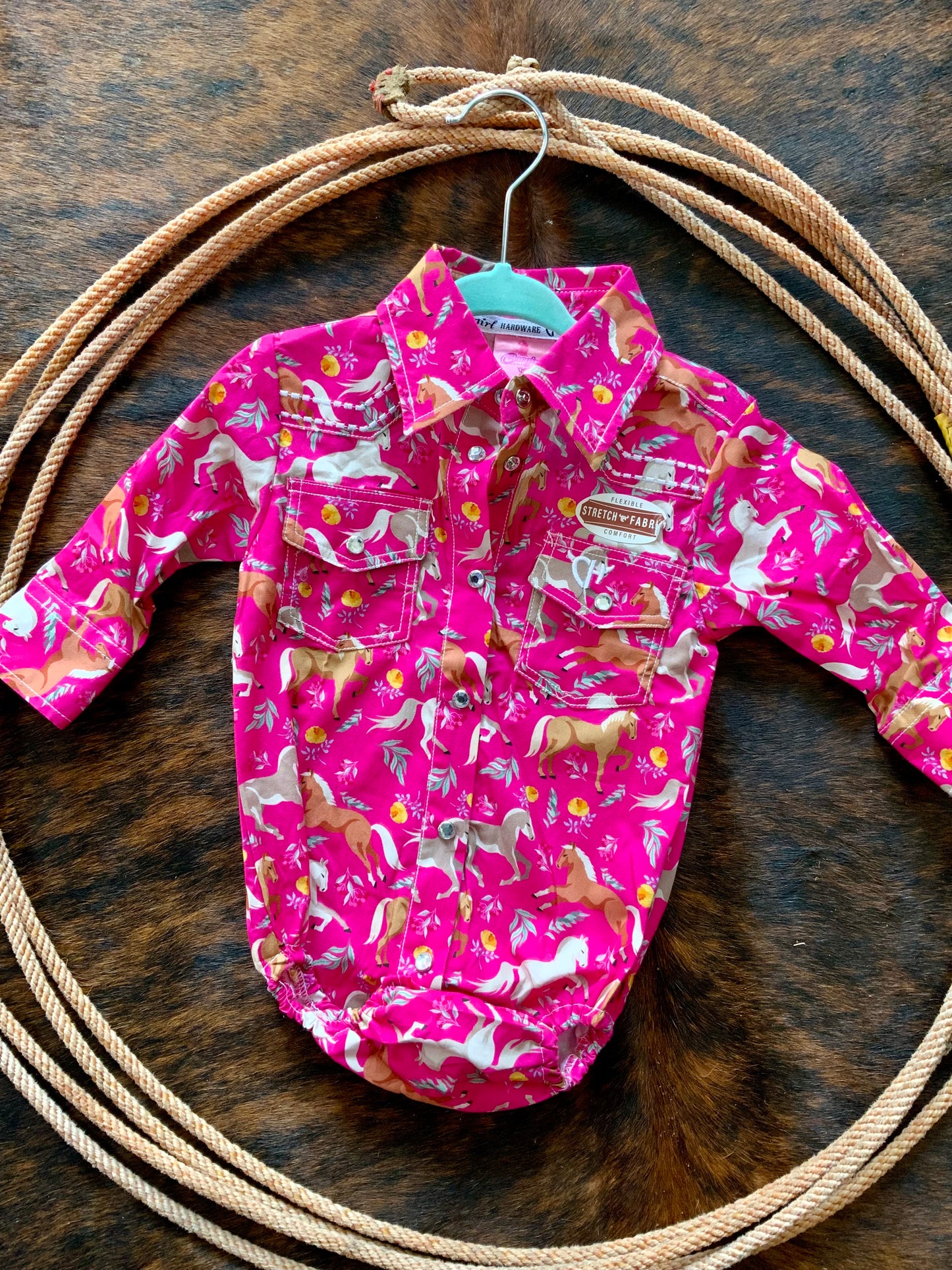 Pink Horses Snap Up Shirt