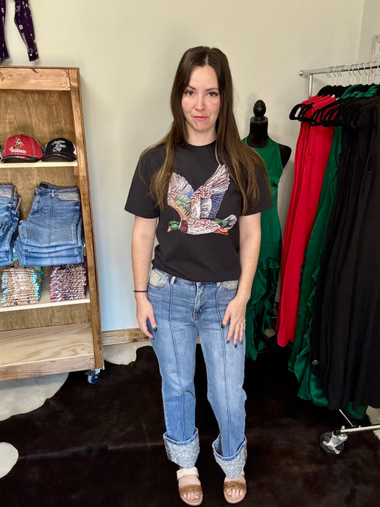 Faux Rhinestone Duck Tshirt