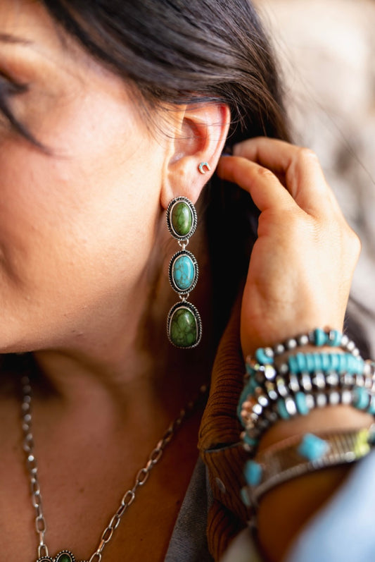 Green and Turquoise Dangle Earrings