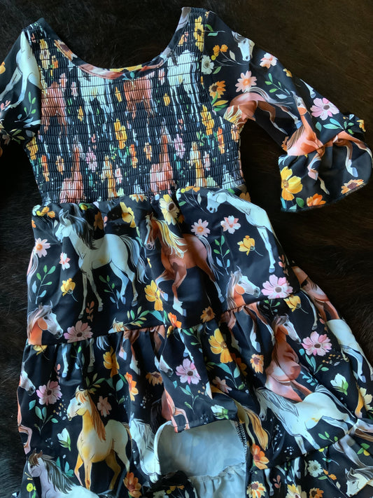 Black Horsing Around High Low Dress