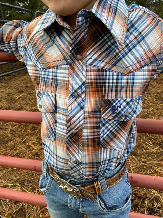 Blue Plaid Snap Up Shirt
