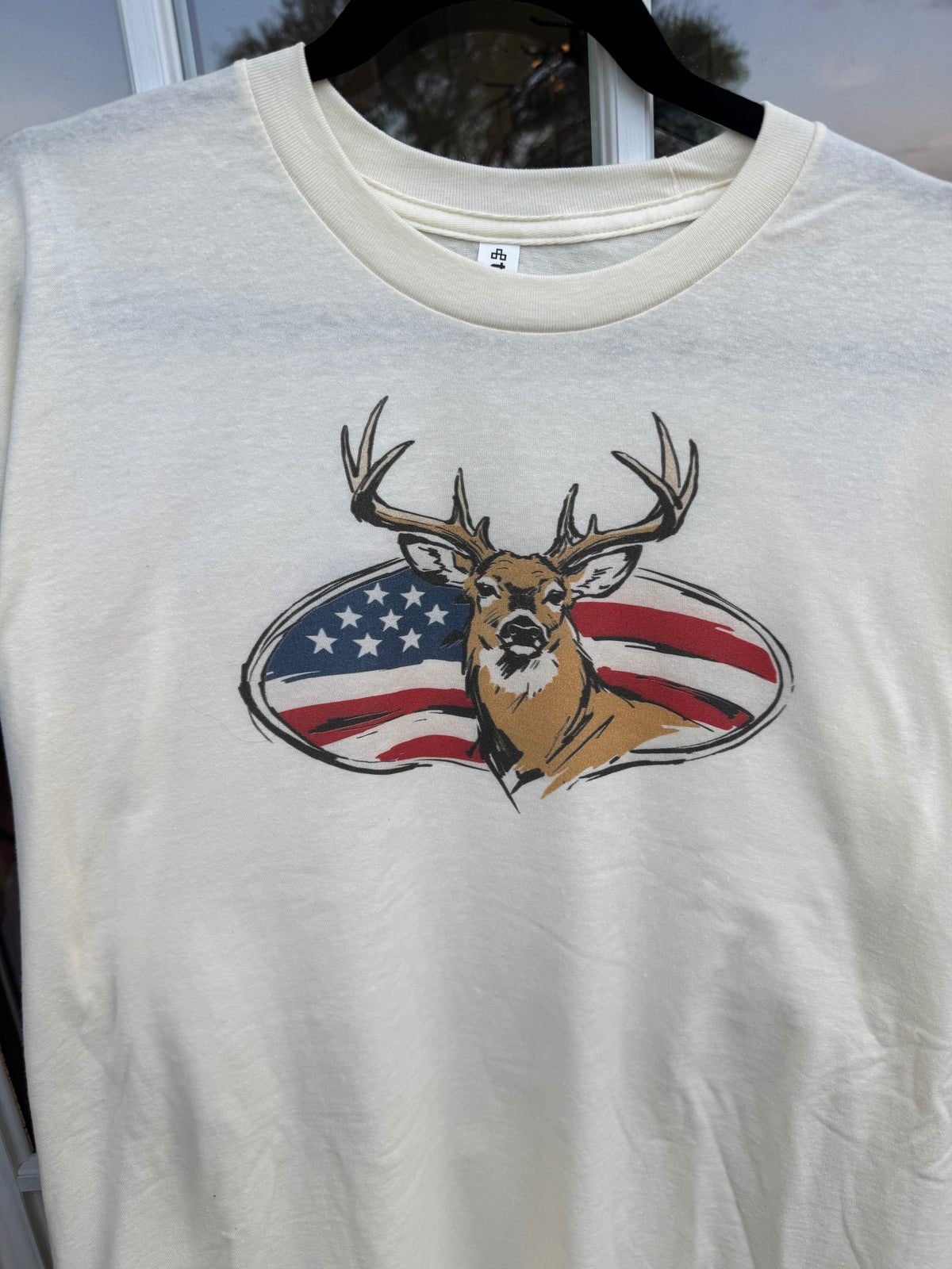 Big Buck Over American Flag Tshirt