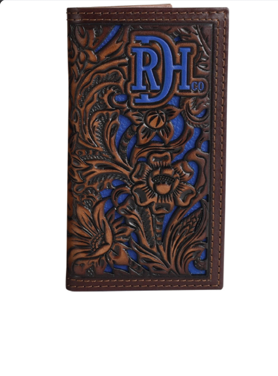 Red Dirt Hat Co Junior Rodeo Wallet Tooled With Cobalt Inlay