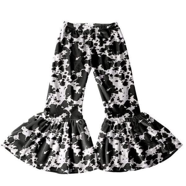 Cow Design Bell Bottom Pants for Girls