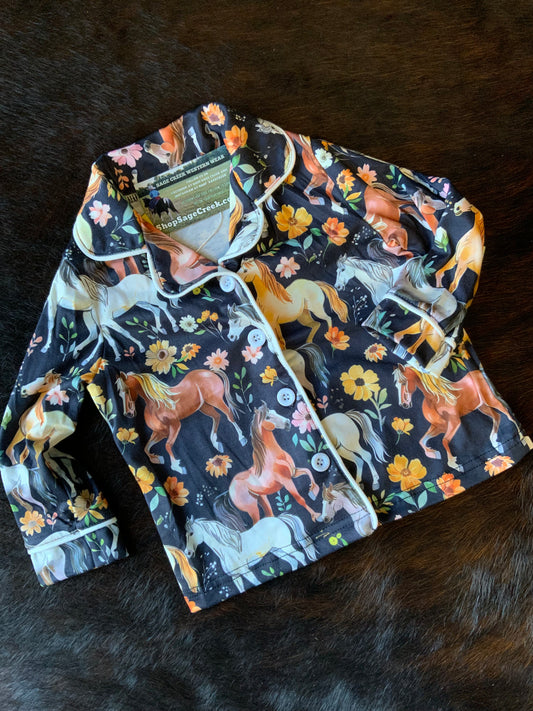 Black Horsing Around Pajama Set