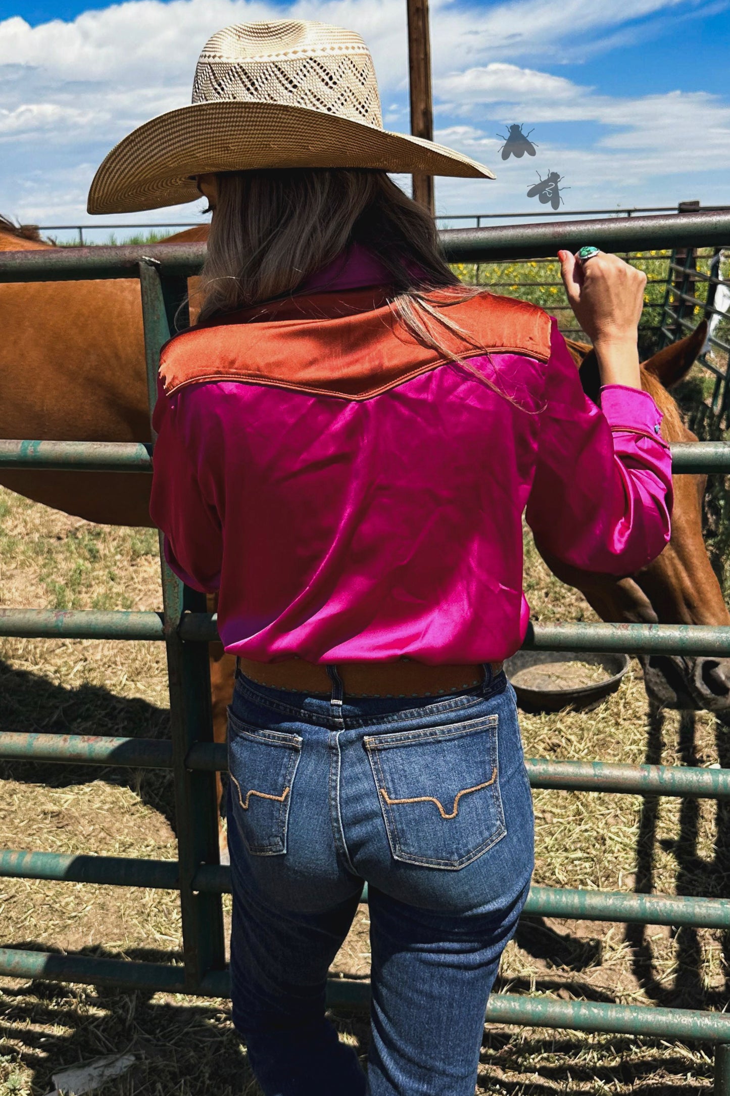 Western Barbie Satin Button Up Blouse