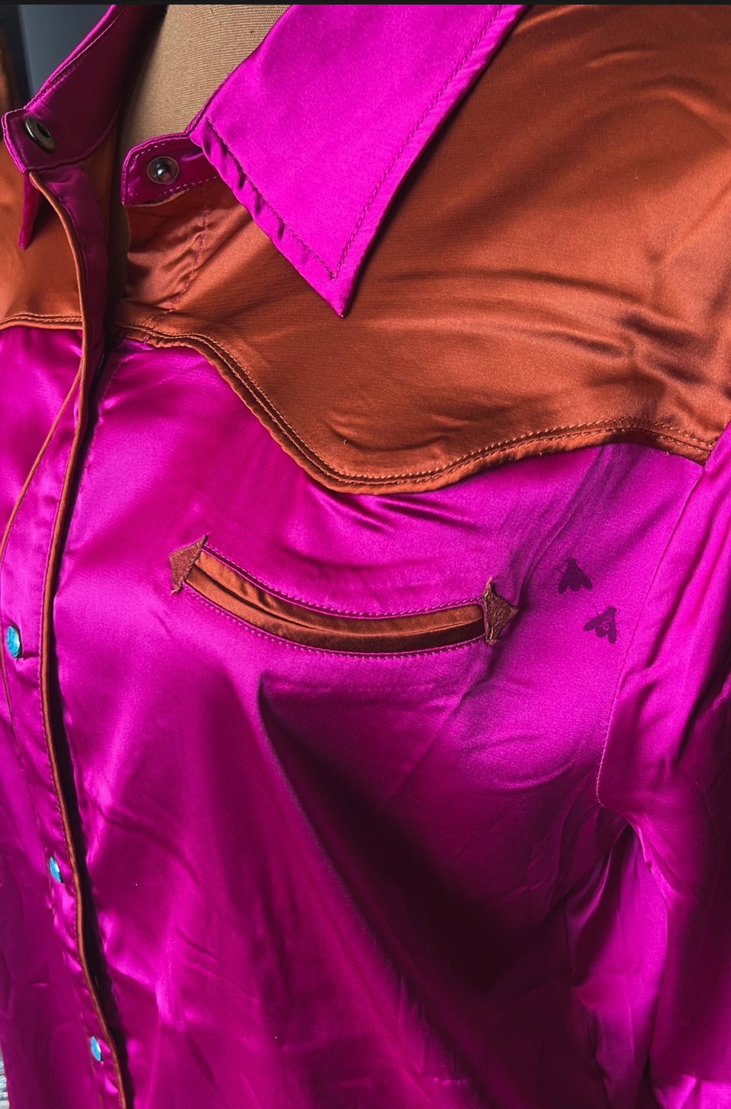 Western Barbie Satin Button Up Blouse