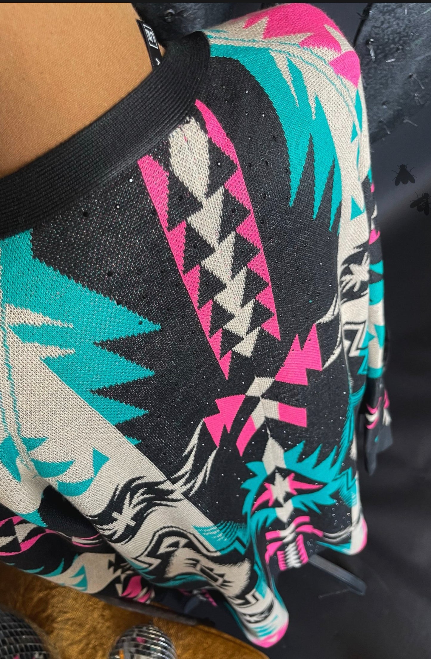 Sassy Frass Knit Sweater with Black Rhinestones