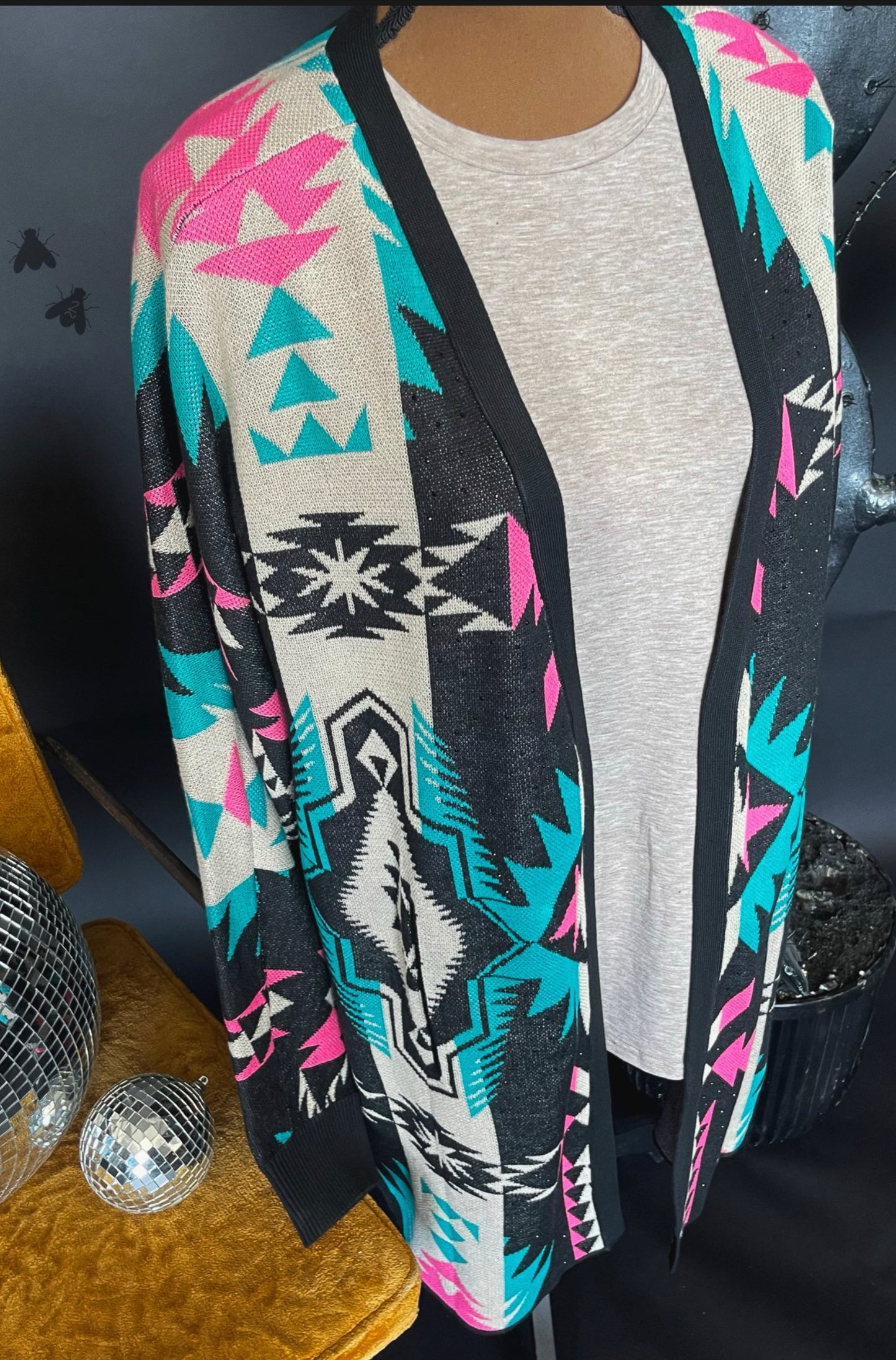 Sassy Frass Knit Sweater with Black Rhinestones