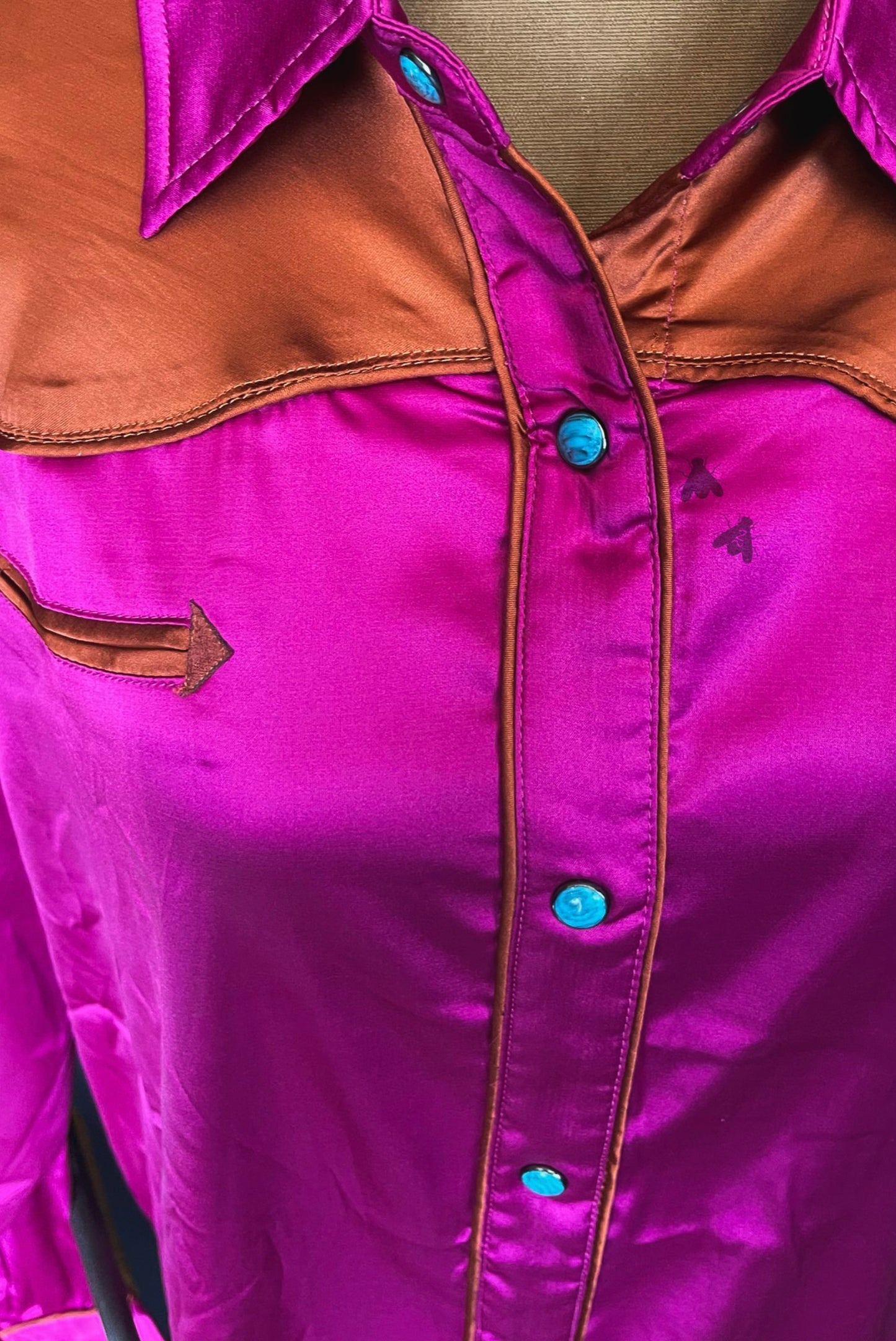Western Barbie Satin Button Up Blouse