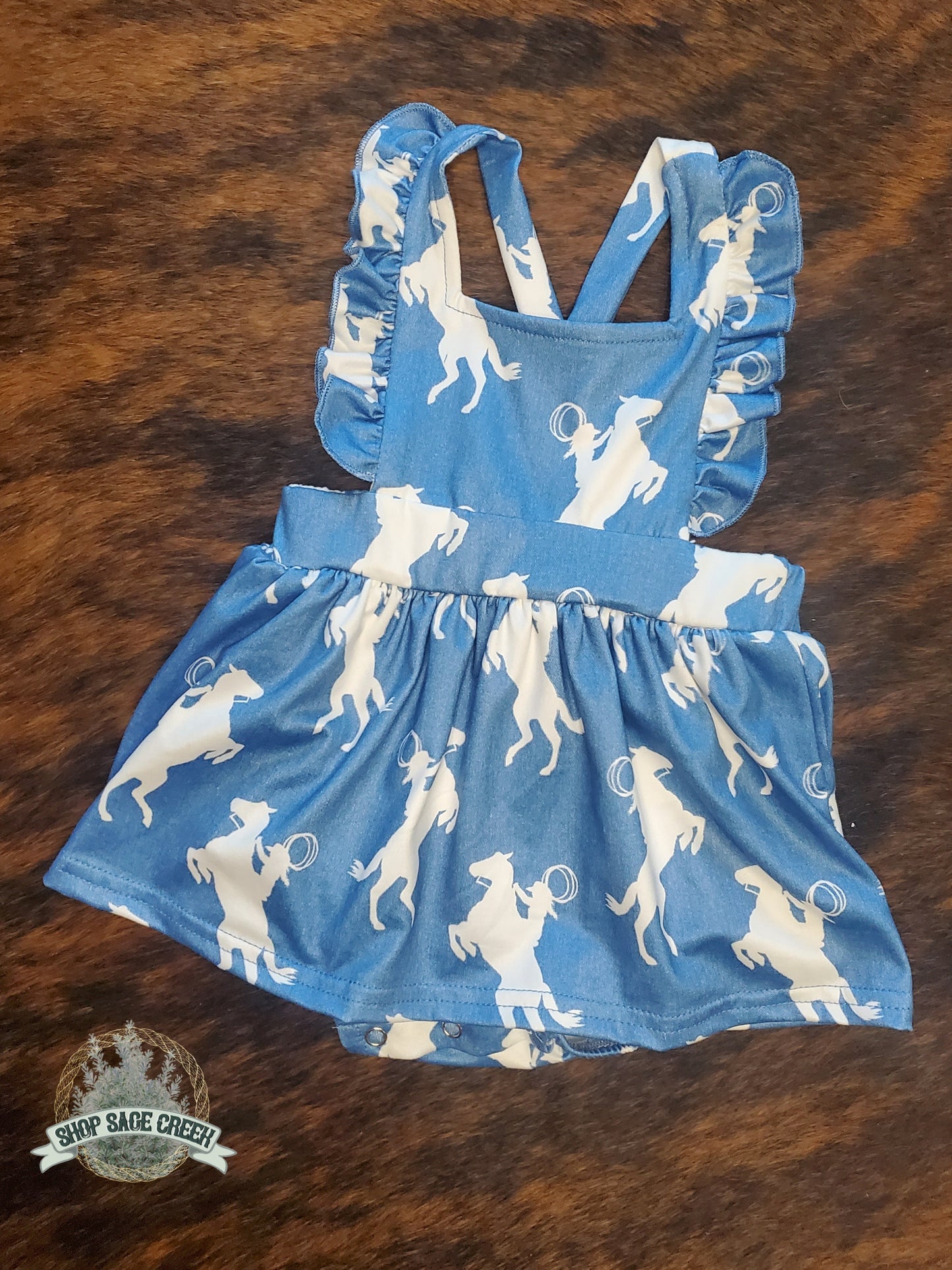 Blue western romper outfit for babies
