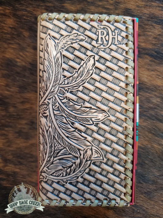 Red Dirt Junior Rodeo Wallet Leather with Basketweave Tooling