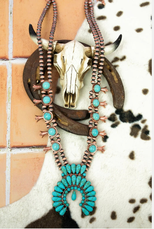 Turquoise Crestwicke Copper Pearl Necklace