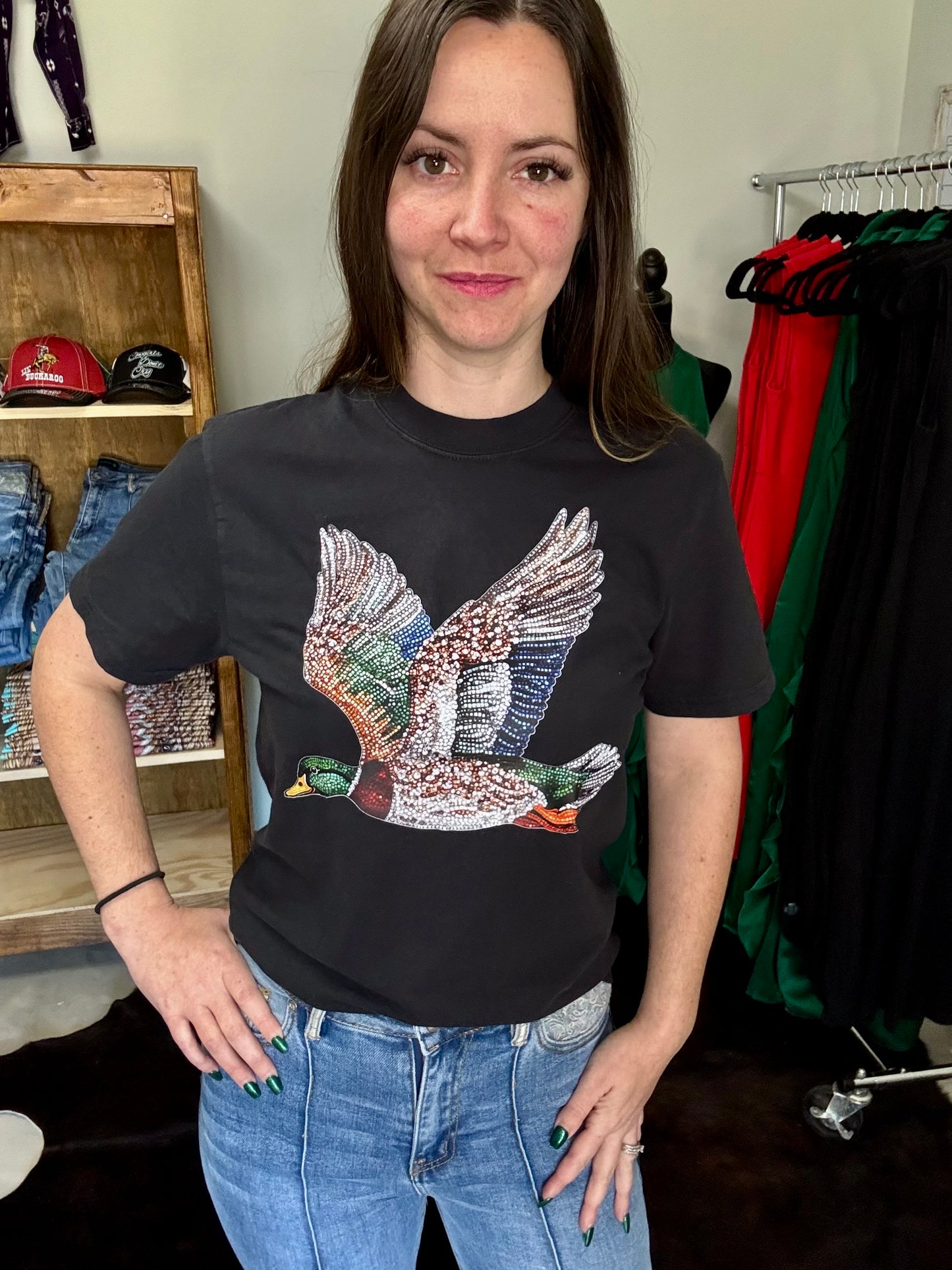 Faux Rhinestone Duck Tshirt