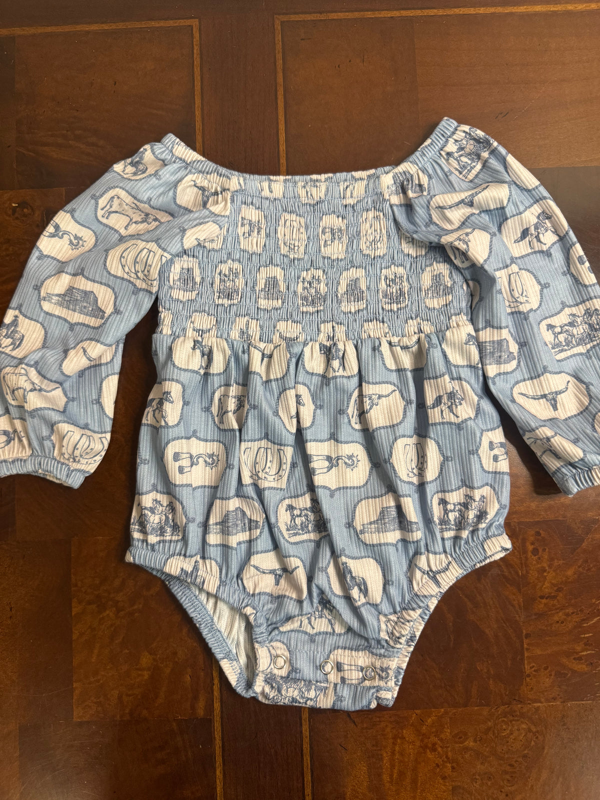 Children’s Blue Buckaroo Longsleeve Onesie