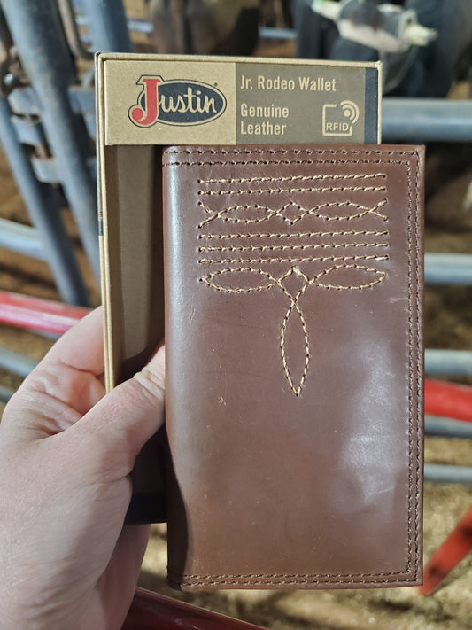 Justin Junior Rodeo Wallet Brown with Bootstitch