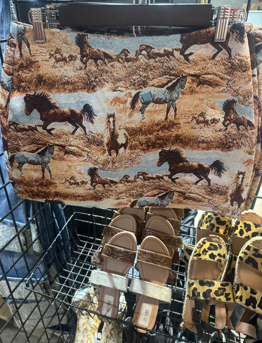 Beige Running Horses Mini Skort