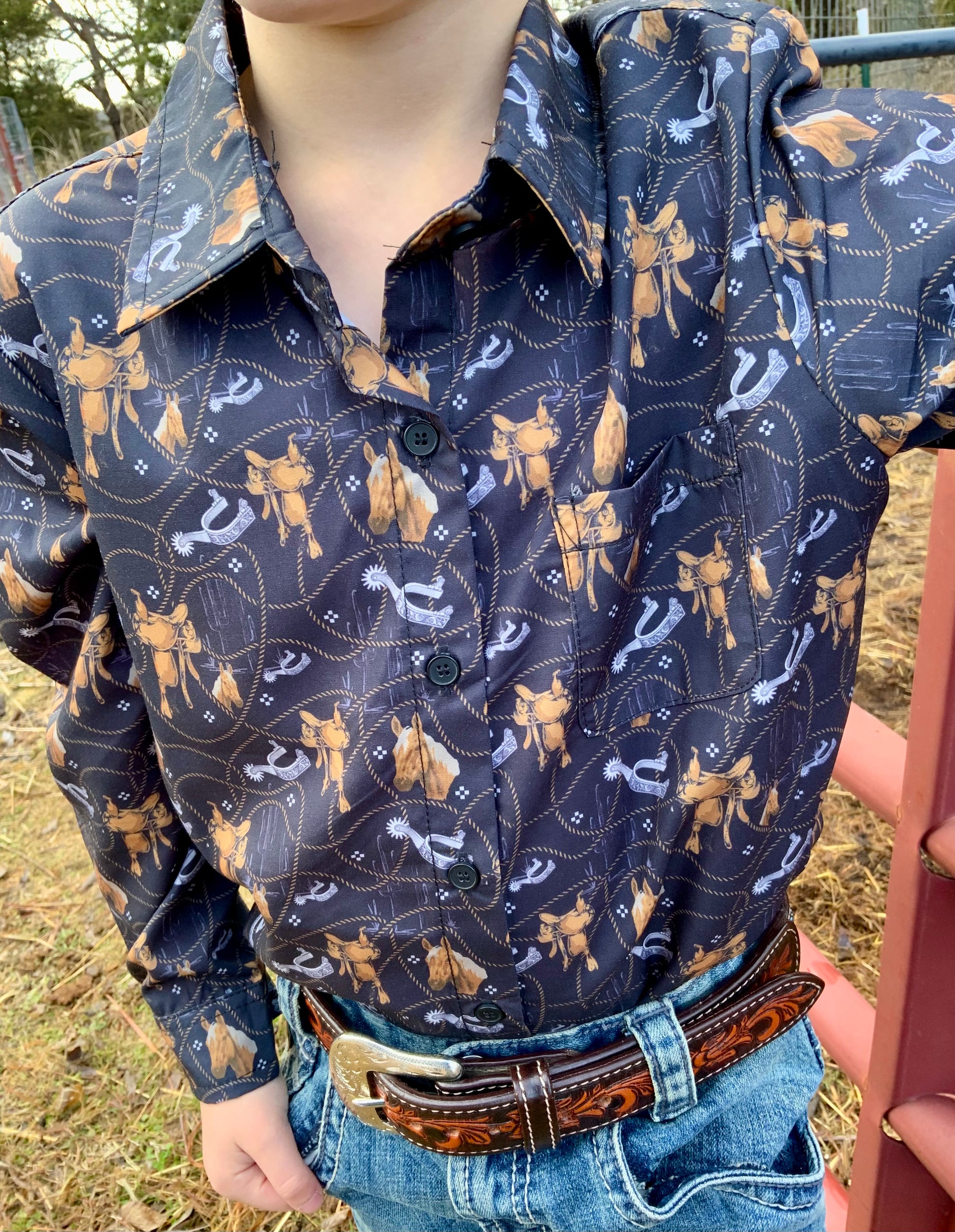 Western style button up shirt for kids
