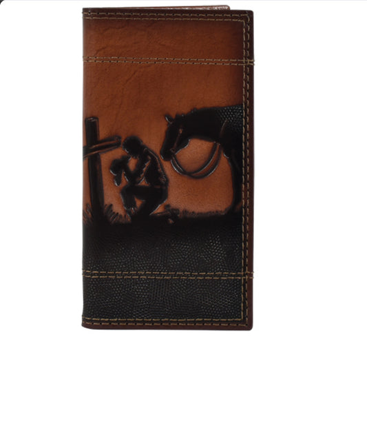 Justin Genuine Leather Junior Rodeo Wallet Praying Cowboy