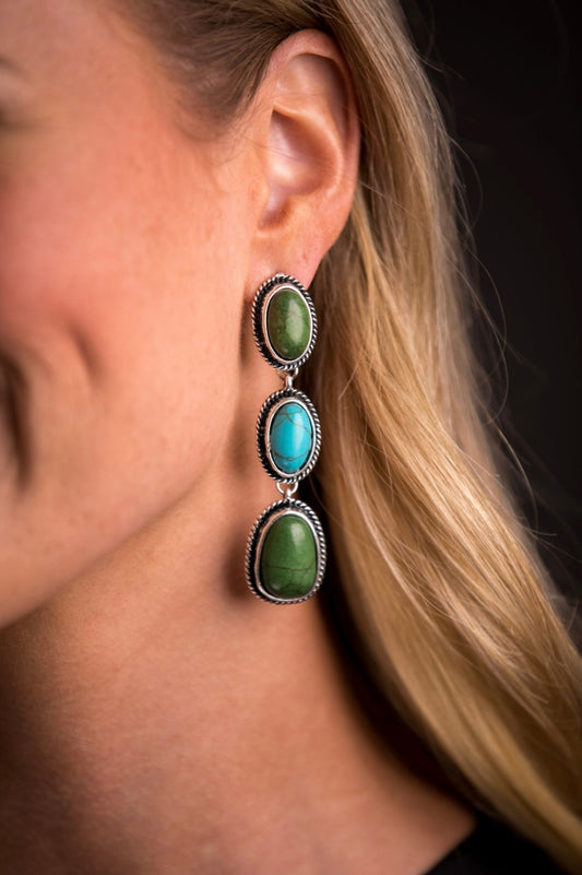 Green and Turquoise Dangle Earrings