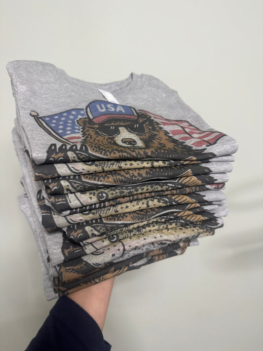 Trout Fishing Bear Children's Tshirt