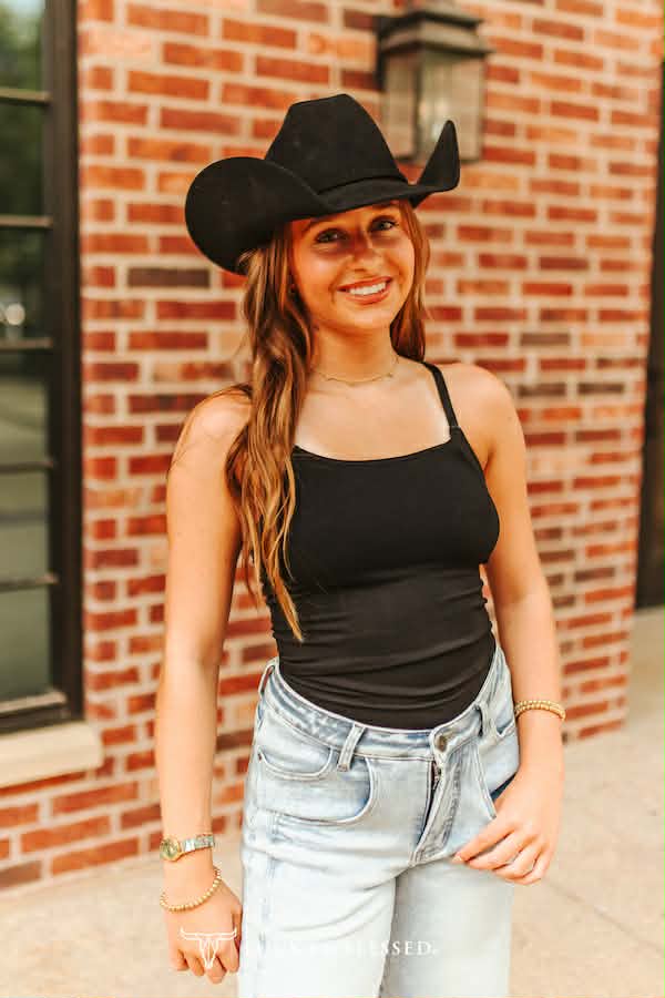 Black Adjustable Spaghetti Strap Cami