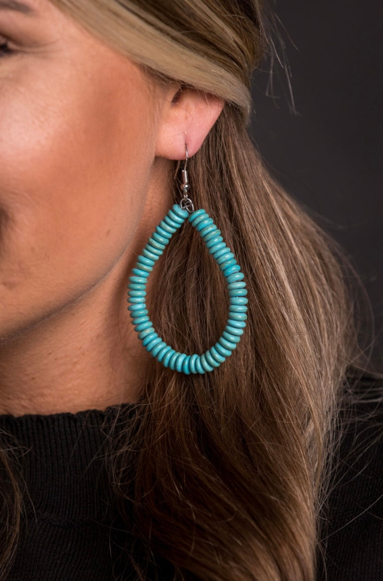 Turquoise Rondel Teardrop Earring