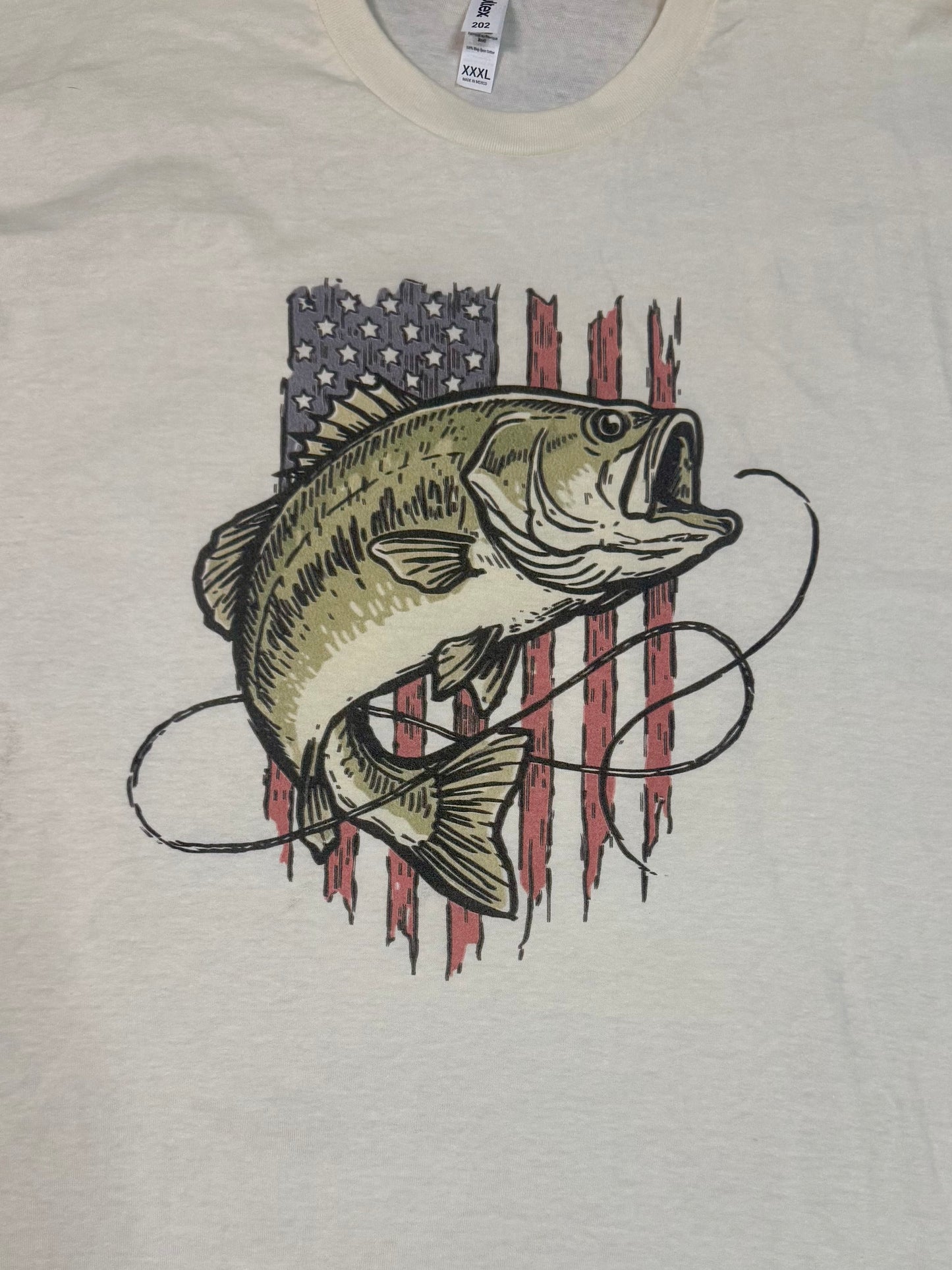 American Flag with Bass Adult Tshirt