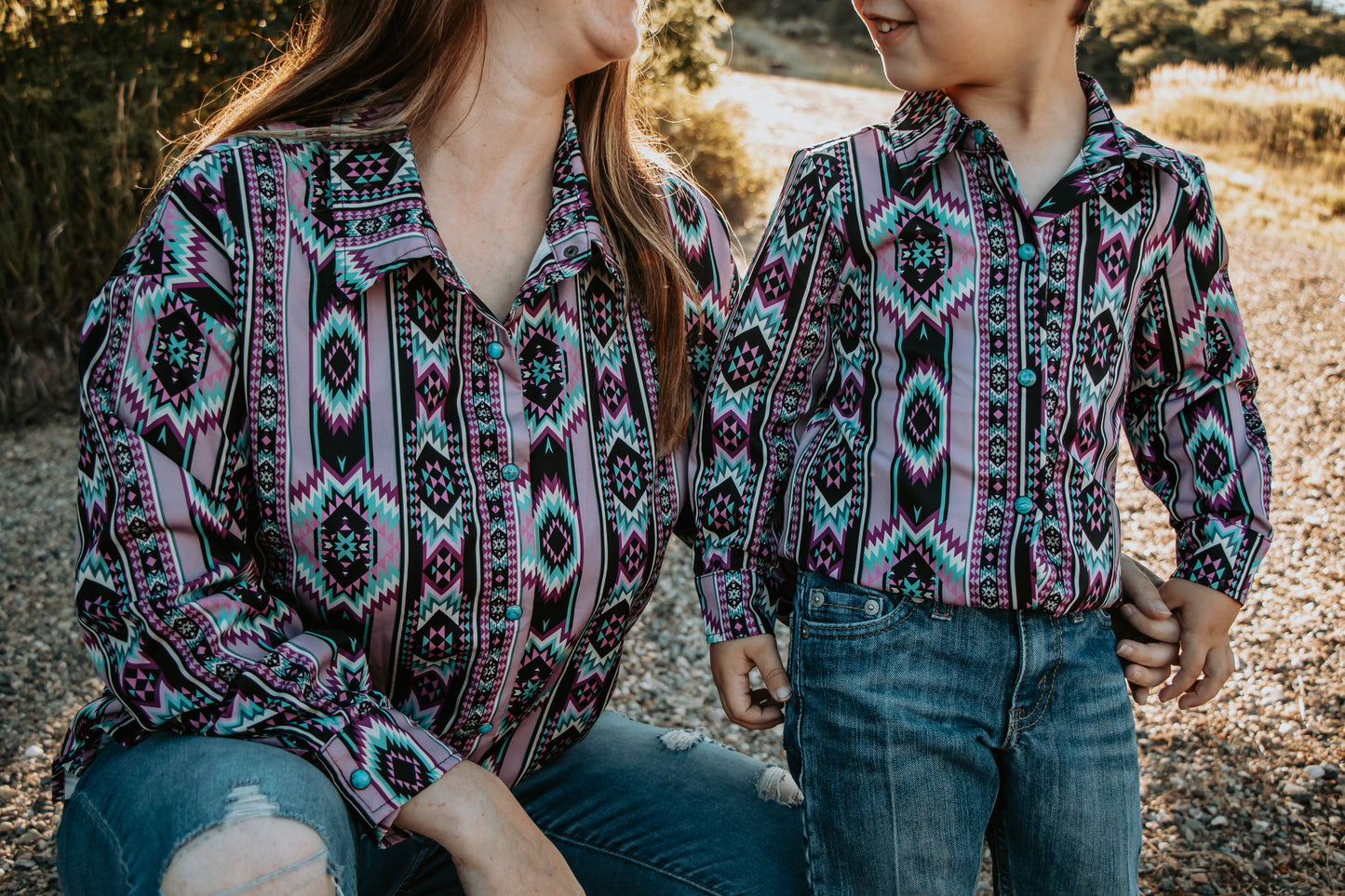 Punch of Lavender Children's Button Up Top