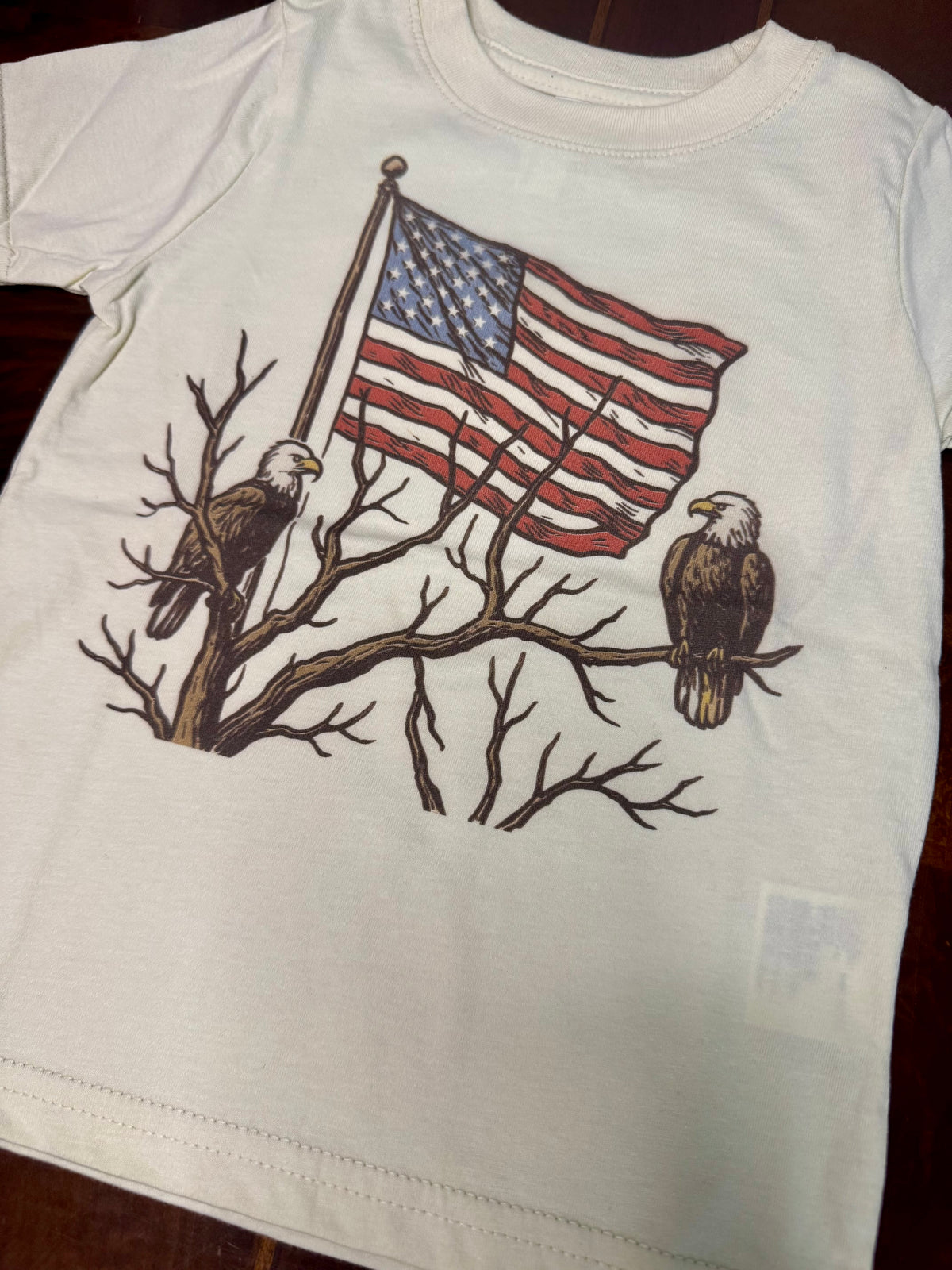 Bald Eagles in Tree With American Flag Tshirt