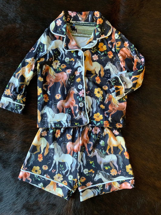 Black Horsing Around Pajama Set