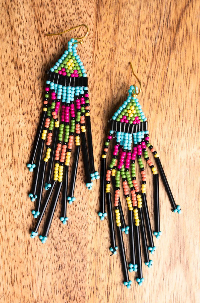 Seed and Tube Beaded Earrings