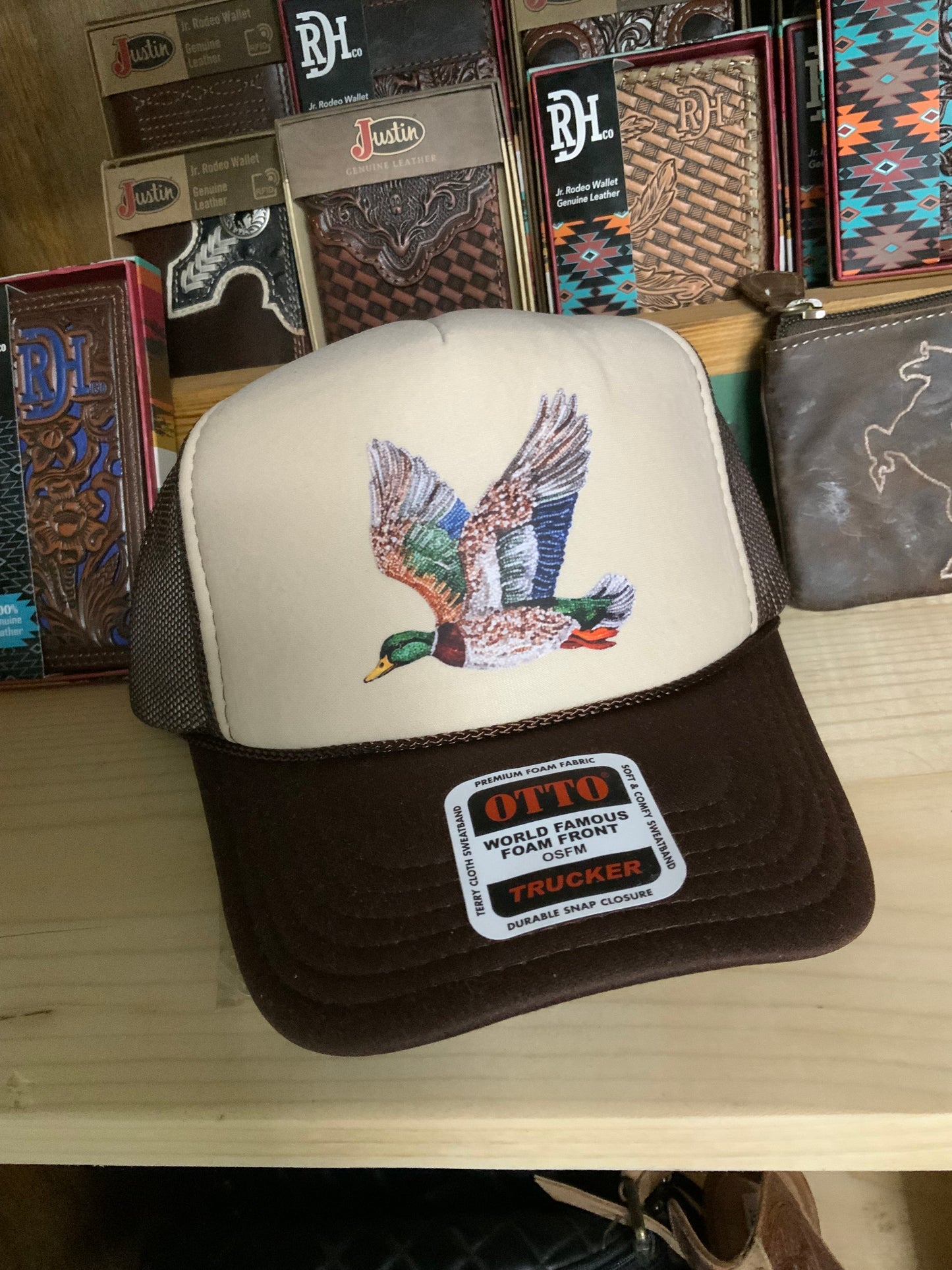 Faux Rhinestone Duck Brown & Tan Ballcap