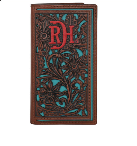 Red Dirt Hat Co Junior Rodeo Wallet Tooled With Turquoise Inlay