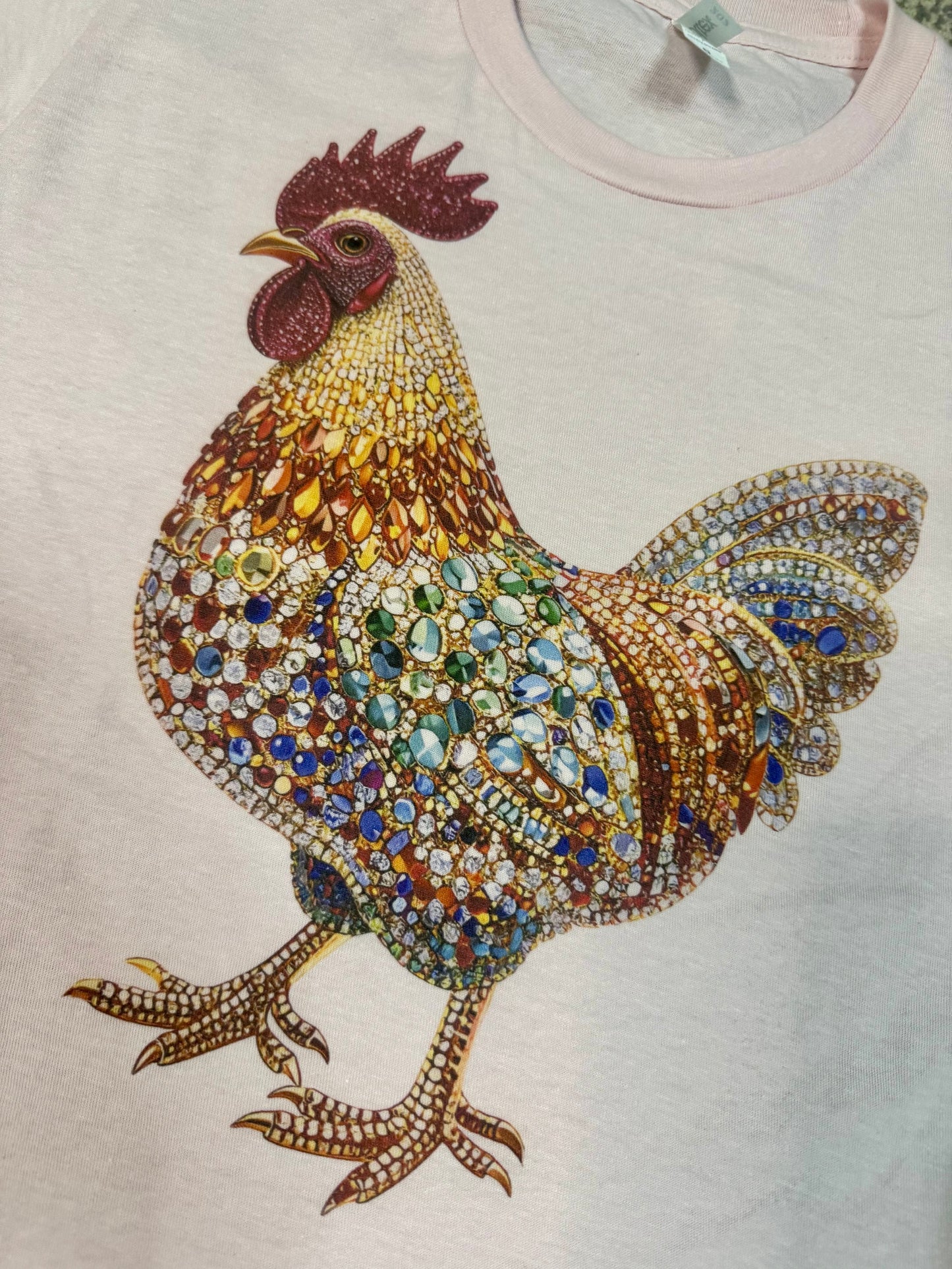 Rhinestone Chicken Adult Tshirt