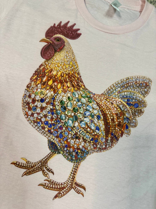 Rhinestone Chicken Adult Tshirt