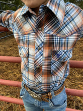 Load image into Gallery viewer, Blue Plaid Button Up Shirt