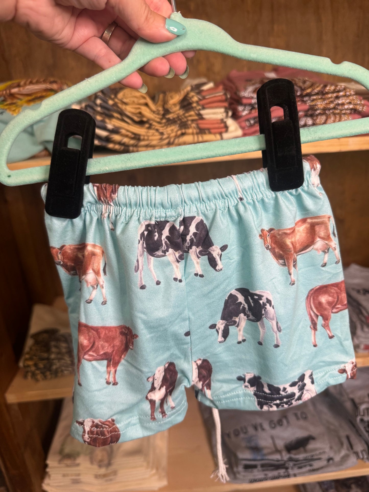 Blue Shorts with Cows for Children