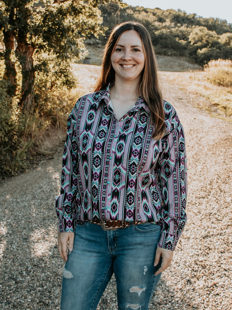 Punch of Lavender Women's Button Up Top