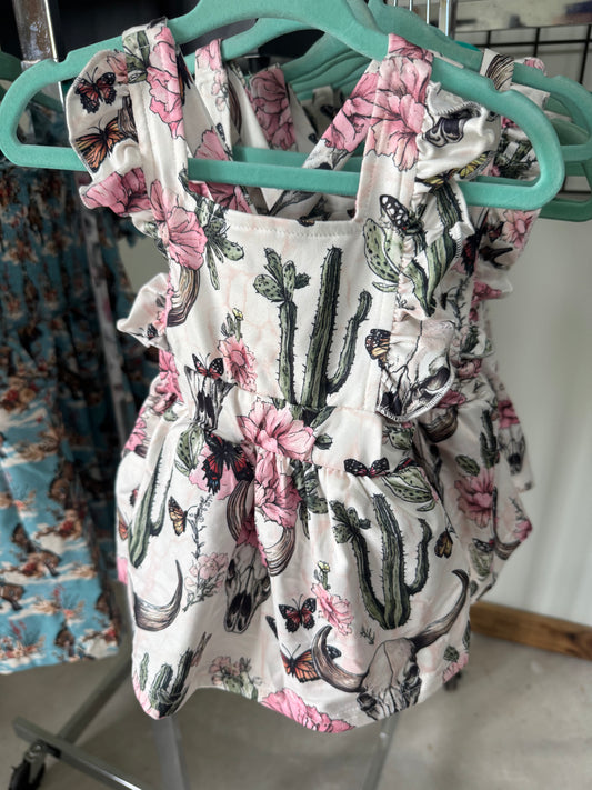 Cactus Cutie White Romper Dress
