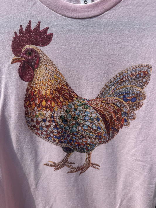 Rhinestone Chicken Adult Tshirt