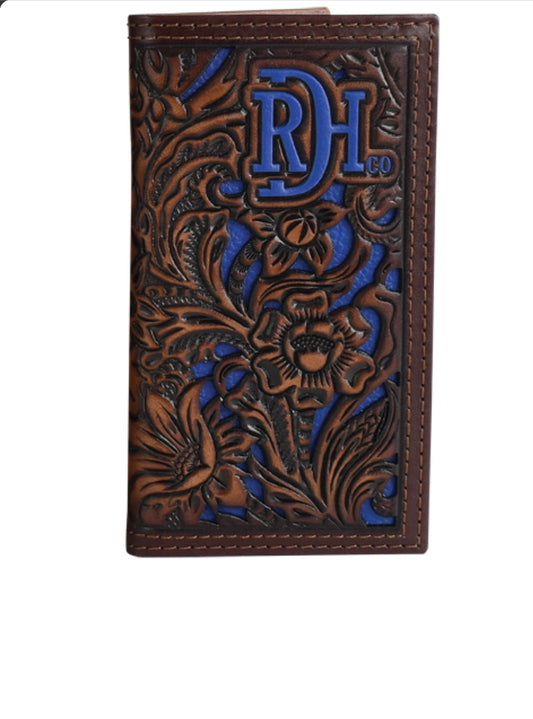 Red Dirt Hat Co Junior Rodeo Wallet Tooled With Cobalt Inlay