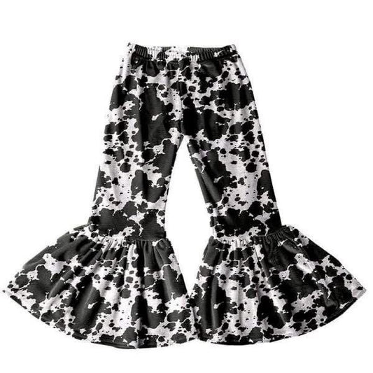 Cow Design Bell Bottom Pants for Girls